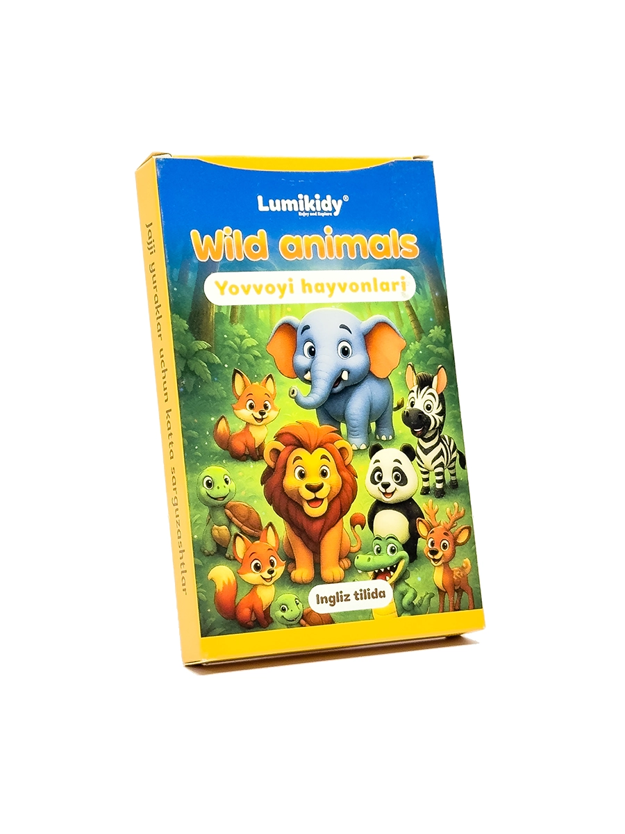 Bolalar rivojlanishi uchun kartochkalar: Yovvoyi hayvonlar- Wild animals (ingliz tilida) arzon