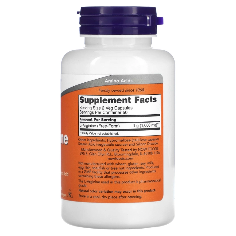 NOW Foods L-arginin 500 mg 100 ta vegetarian kapsula (00030) arzon