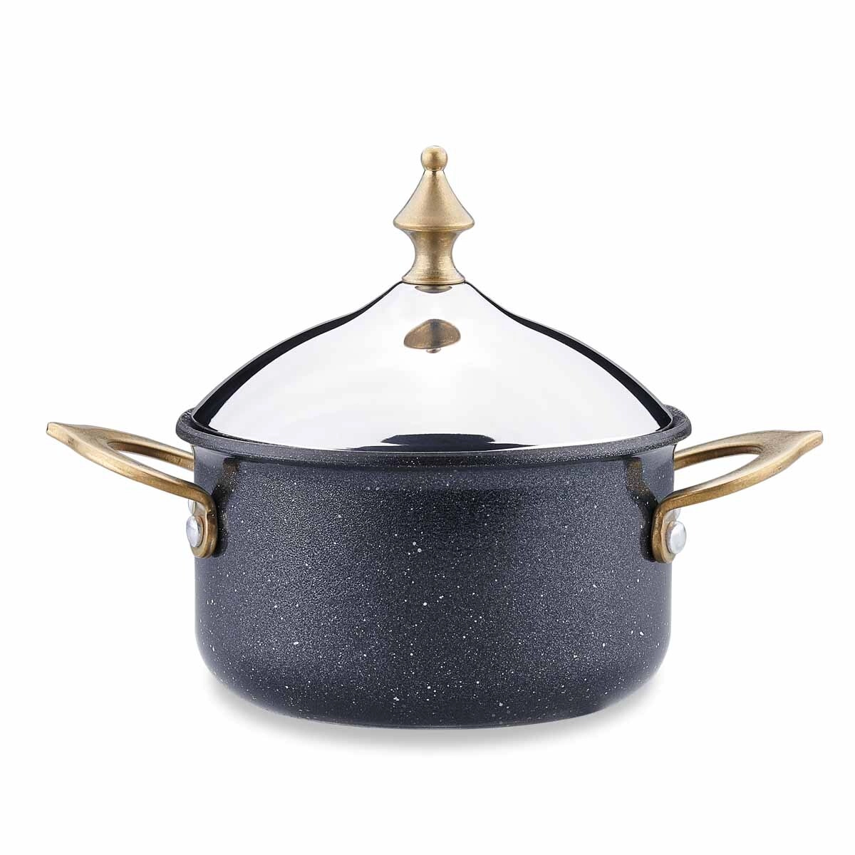 Korkmaz Hanedan 10 sm 0.45 l zanglamaydigan po‘lat, ko‘p qatlamli kapsulali taglik, kostryulkasi (A2972-1) , Black arzon