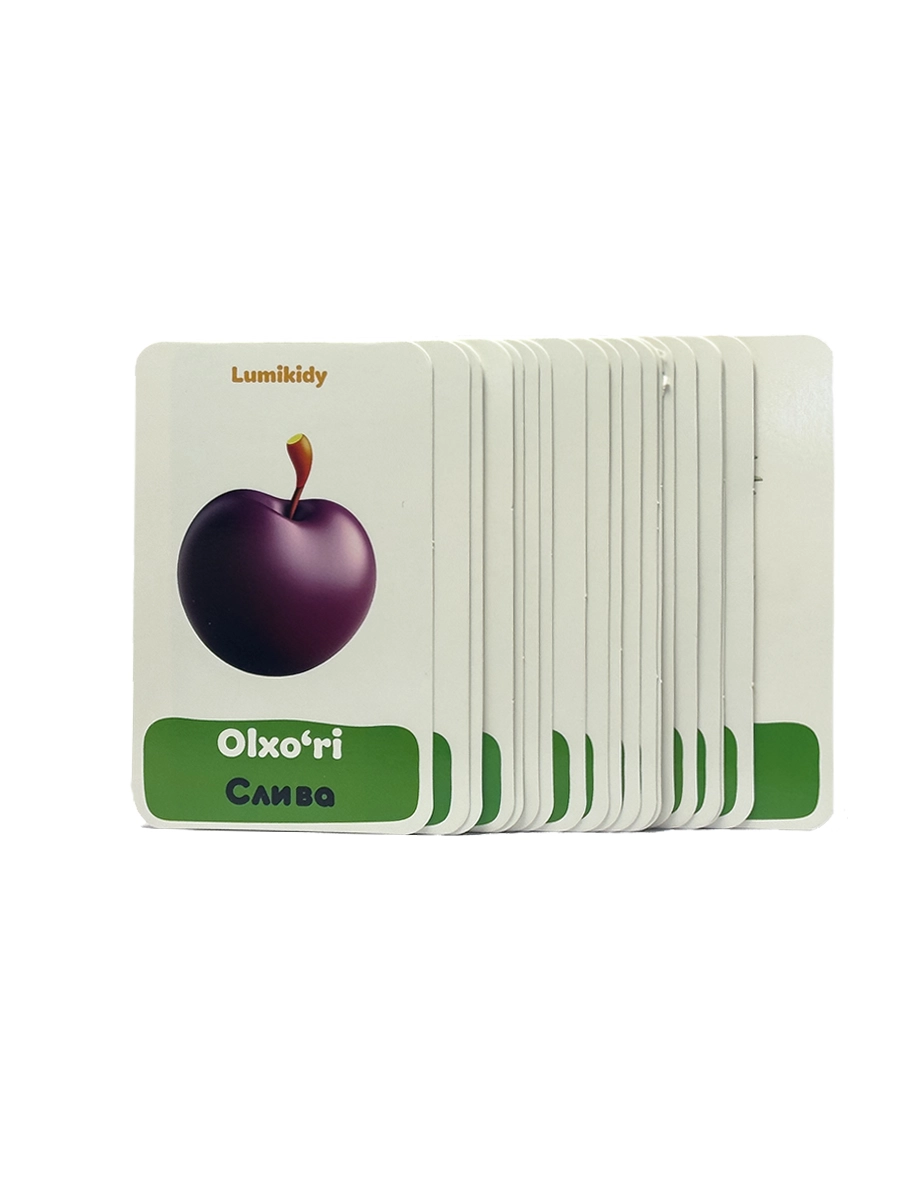 Bolalar rivojlanishi uchun kartochkalar: Mevalar - Фрукты (rus tilida) yetkazib berish