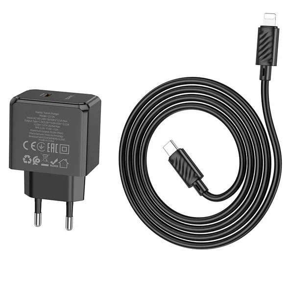 Hoco CS13A Type-C to Lightning  kabelli qora zaryadlash qurilmasi O'zbekistonda