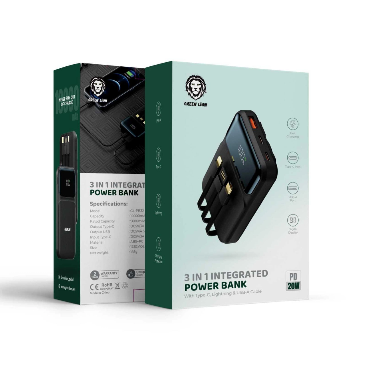 Green Lion 3 in 1 10000 mAh (GN3IN1INTGPBBK) qora tashqi akkumulyatori arzon
