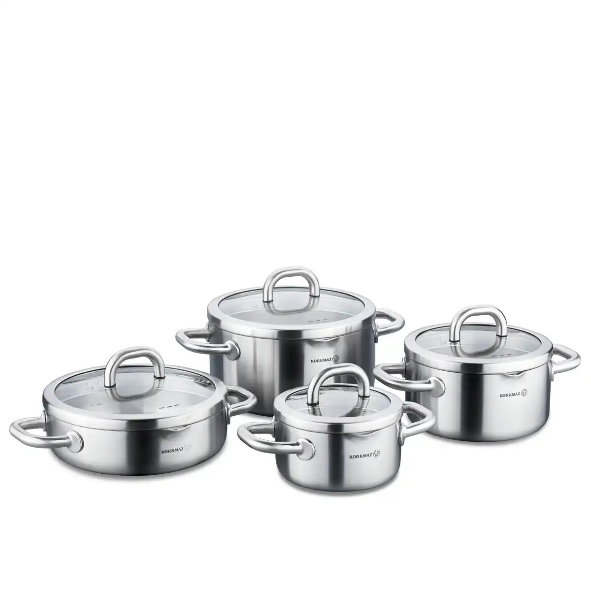 Korkmaz Alba oshxona idish-tovoqlari to‘plami 8 dona (A2795) , Silver bo'lib to'lash