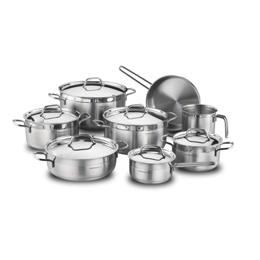 Korkmaz Alfa oshxona idish-tovoqlari to‘plami 14 dona (A1089) , Silver sotib olish