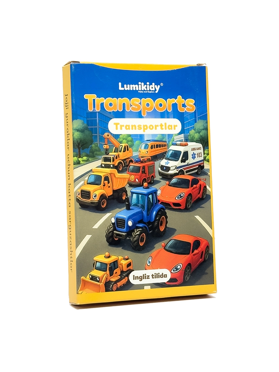 Bolalar rivojlanishi uchun kartochkalar: Transportlar - Transports (ingliz tilida) arzon