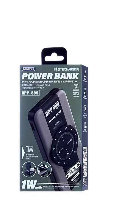 Remax RPP-589 10000mAh qora simsiz zaryadlovchi tashqi akkumulyatori arzon