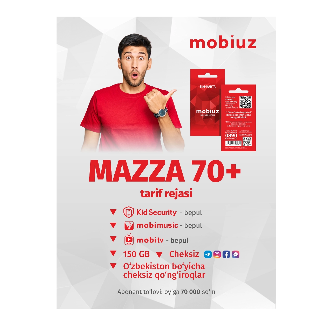 Mobiuz’dan mustaqil faollashtirish uchun SIM-karta sotib olish