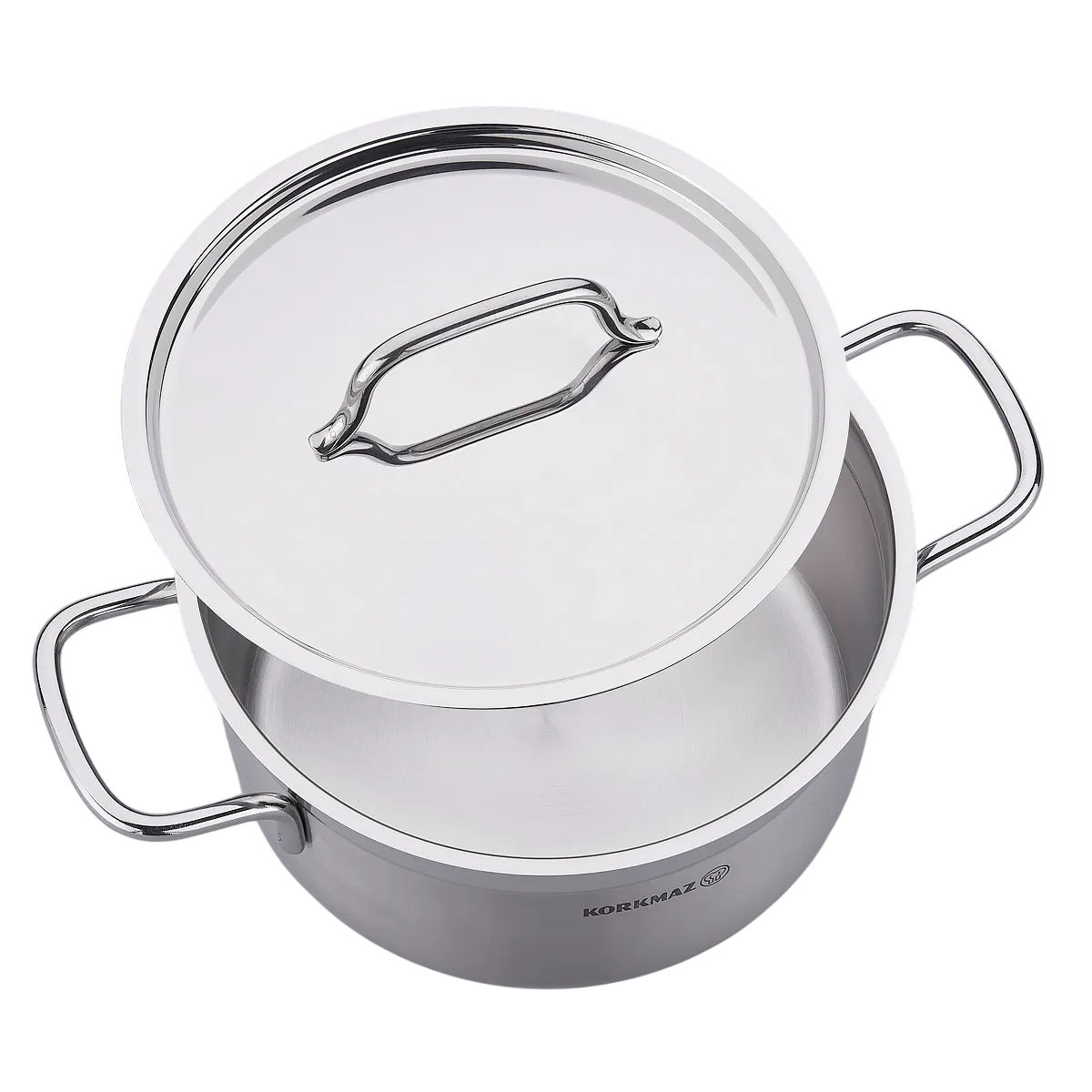 Korkmaz Alfa 20 sm 3.5 l zanglamaydigan po‘lat, ko‘p qatlamli kapsulali taglik, kostryulkasi (A1018) , Silver arzon