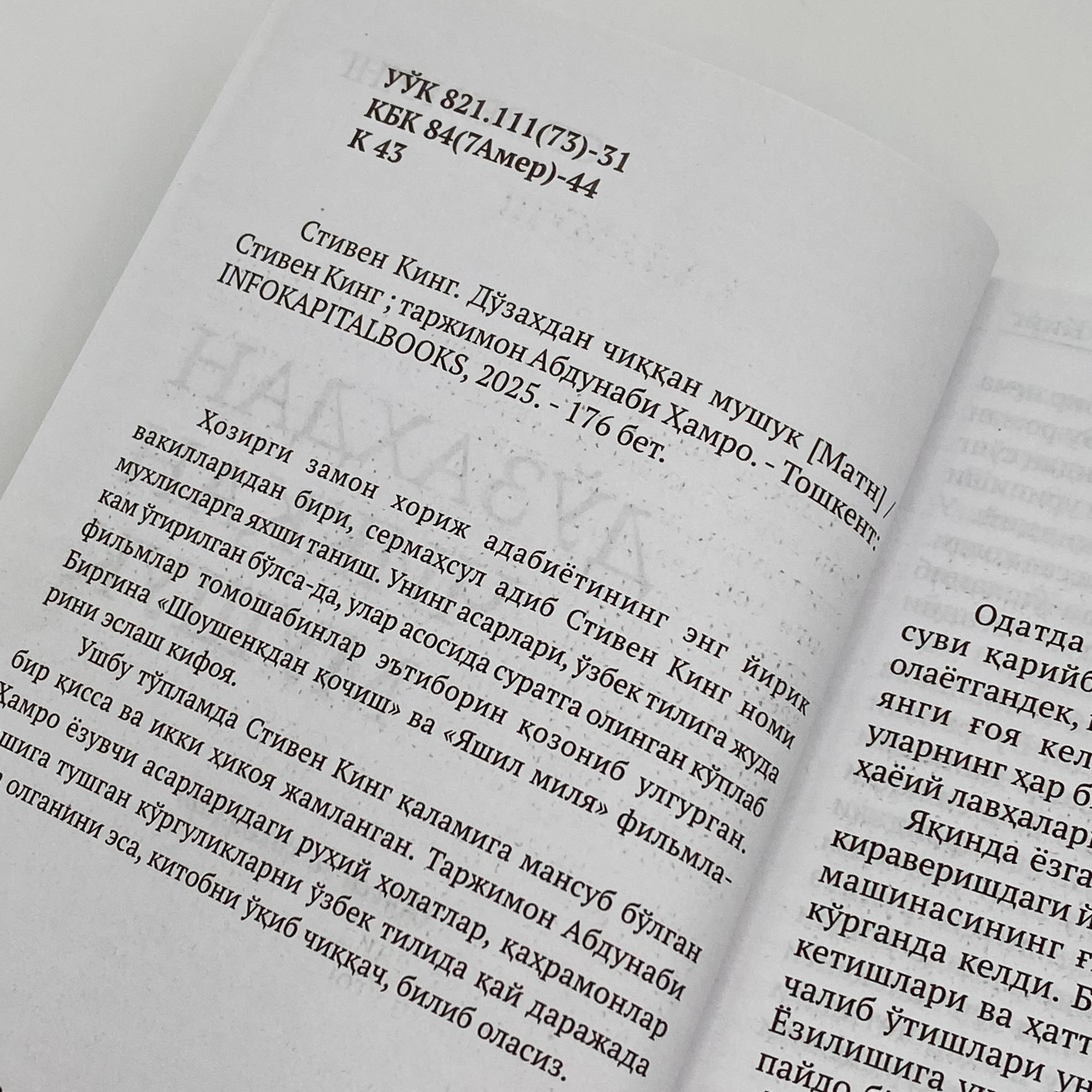 Stiven King: Do'zaxdan chiqqan mushuk O'zbekistonda