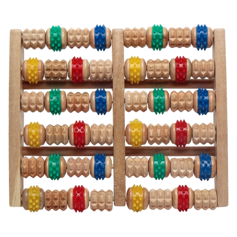 Массажер для ног, роликовый, деревянный, снимает стресс, боль и усталость, 25 x18 см купить