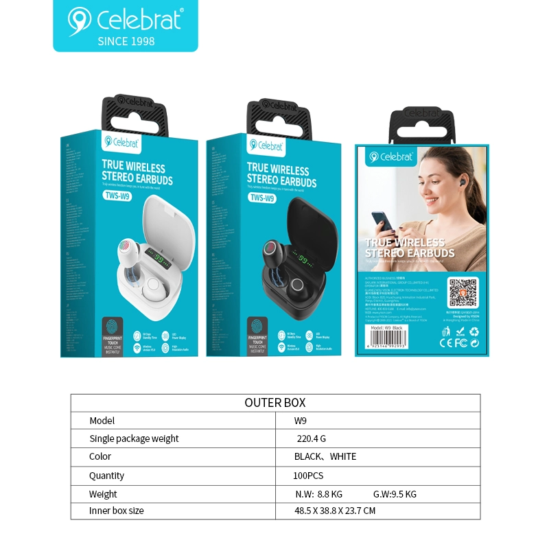 Celebrat TWS-W9 (Black) simsiz quloqchini arzon