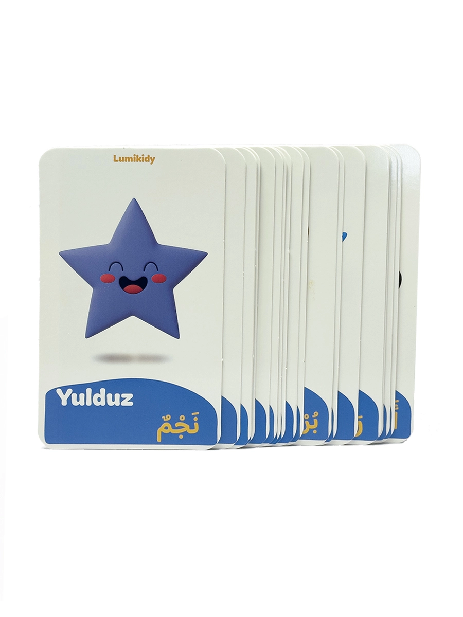 Bolalar rivojlanishi uchun kartochkalar: Ranglar va shakllar - الألوان والأشكال (arab tilida) bo'lib to'lash