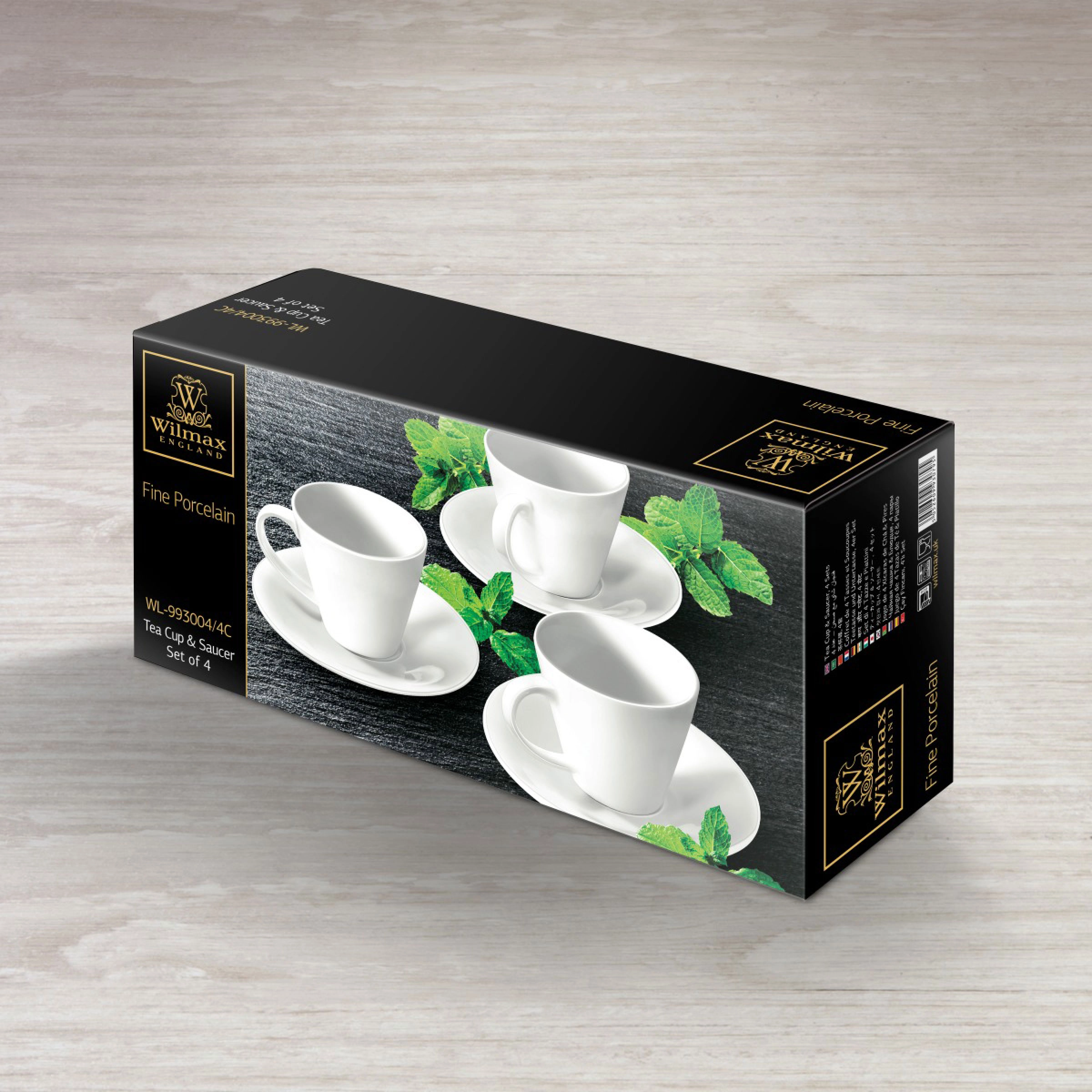 Wilmax WL-993004/4C 4 ta likopchali choy chashkasi to‘plami, 180 ml arzon