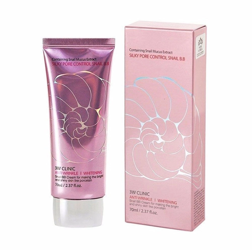 Mutsini bilan namlantiruvchi va teri rangini tekislaydigan BB-krem 3W Clinic Silky Pore Control Snail BB Cream arzon