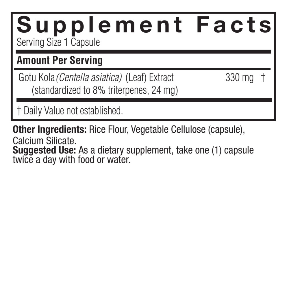 Nature's Answer Gotu Kola Standartlashtirilgan 60 ta vegetarian kapsula arzon