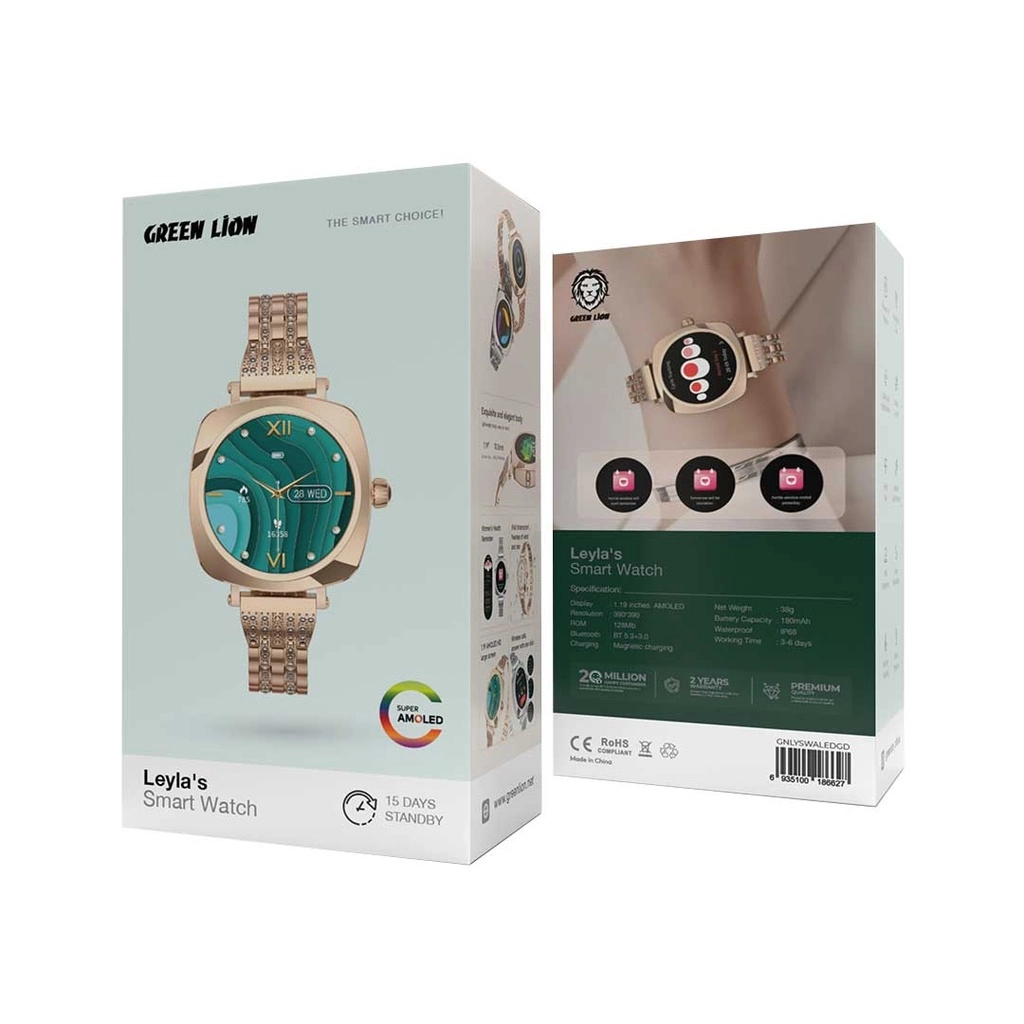 Green Lion Leyla’s Smart Watch Amoled tillarang smart-soati arzon