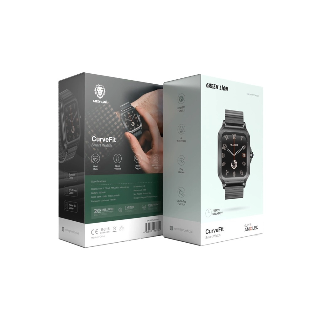 Green Lion CurveFit qora smart-soati arzon