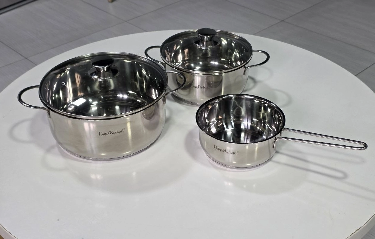 HausRoland GS-01311-5PC kastryulkalar to‘plami  zanglamas po‘lat, induksiya, 5 ta buyum arzon