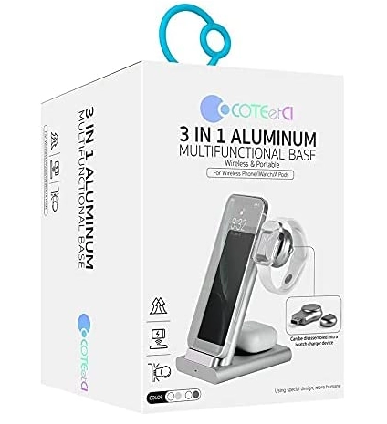 Coteetci 3 in 1(CS5700-GY) alyuminiy simsiz zaryadlash stendi O'zbekistonda