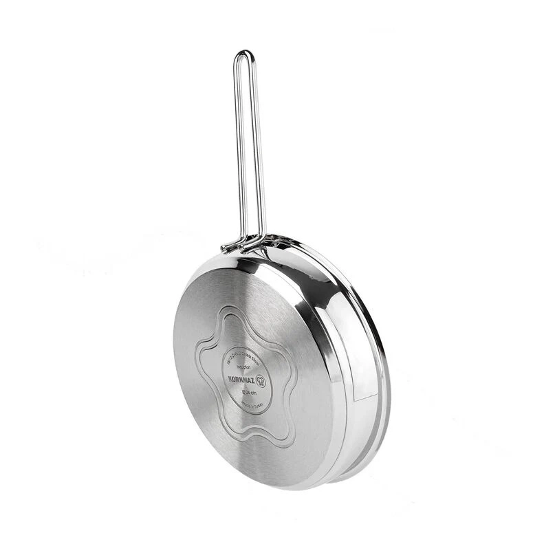 Korkmaz Proline 24 sm 2.0 l, zanglamaydigan po‘lat, ko‘p qatlamli kapsulali taglik, sous tovasi (A1659) , Silver arzon