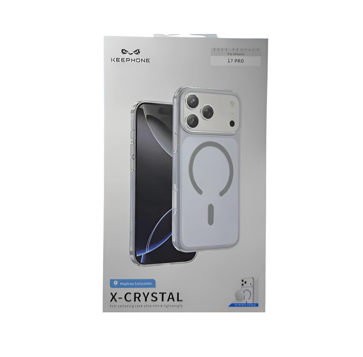 Keephone X Crystal MagSafe Case iPhone 17 Pro uchun transparent shaffof g‘ilofi arzon