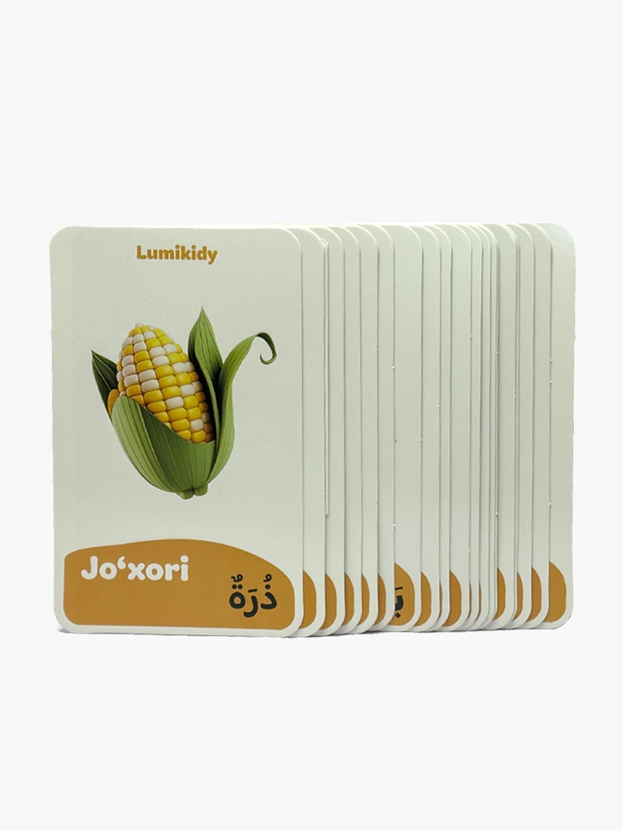 Bolalar rivojlanishi uchun kartochkalar: Sabzavotlar- الخضروات (arab tilida) narxi