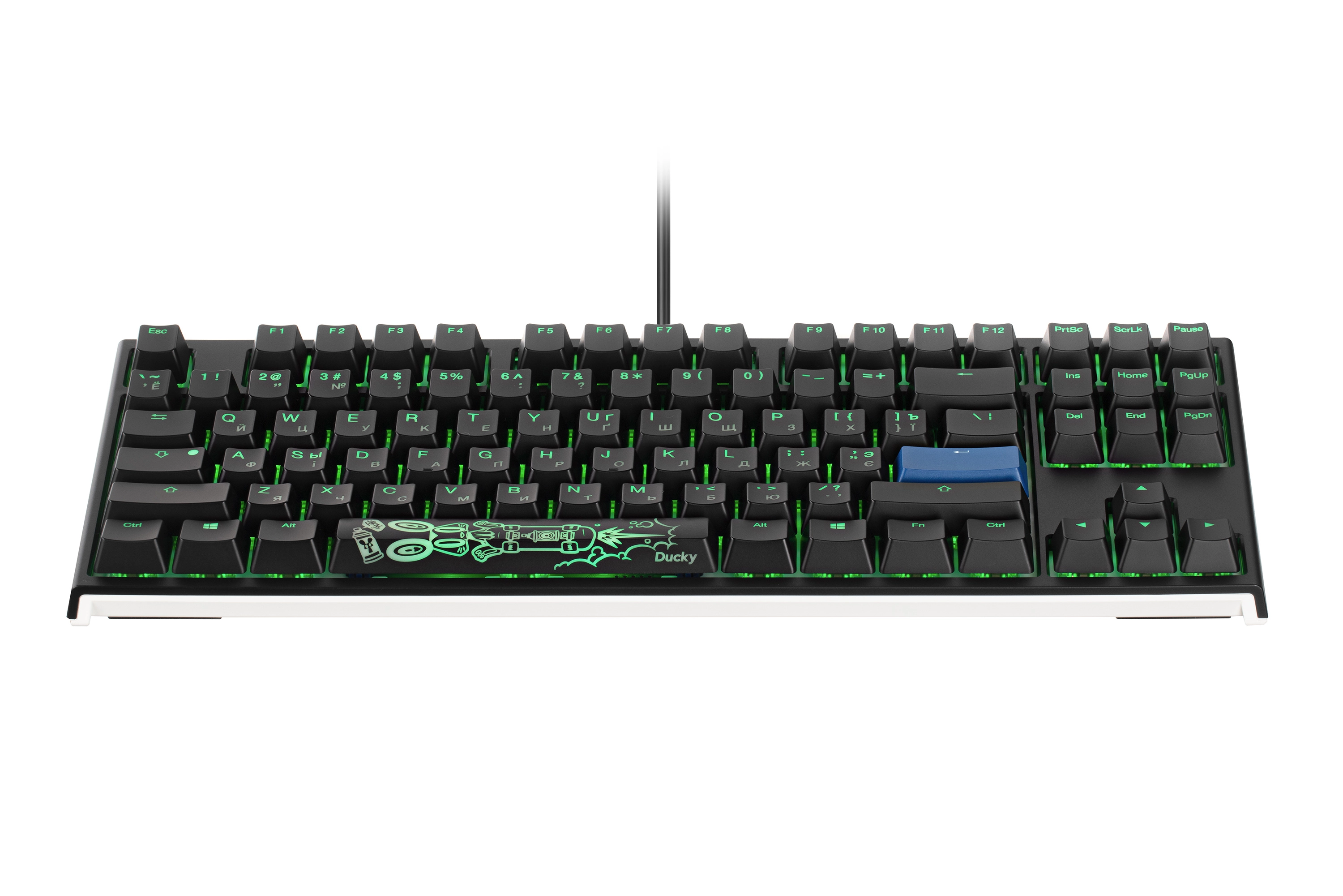 Ducky One 2 TKL RGB LED UA/RU Cherry Blue (Black-White) klaviaturasi rasm bilan