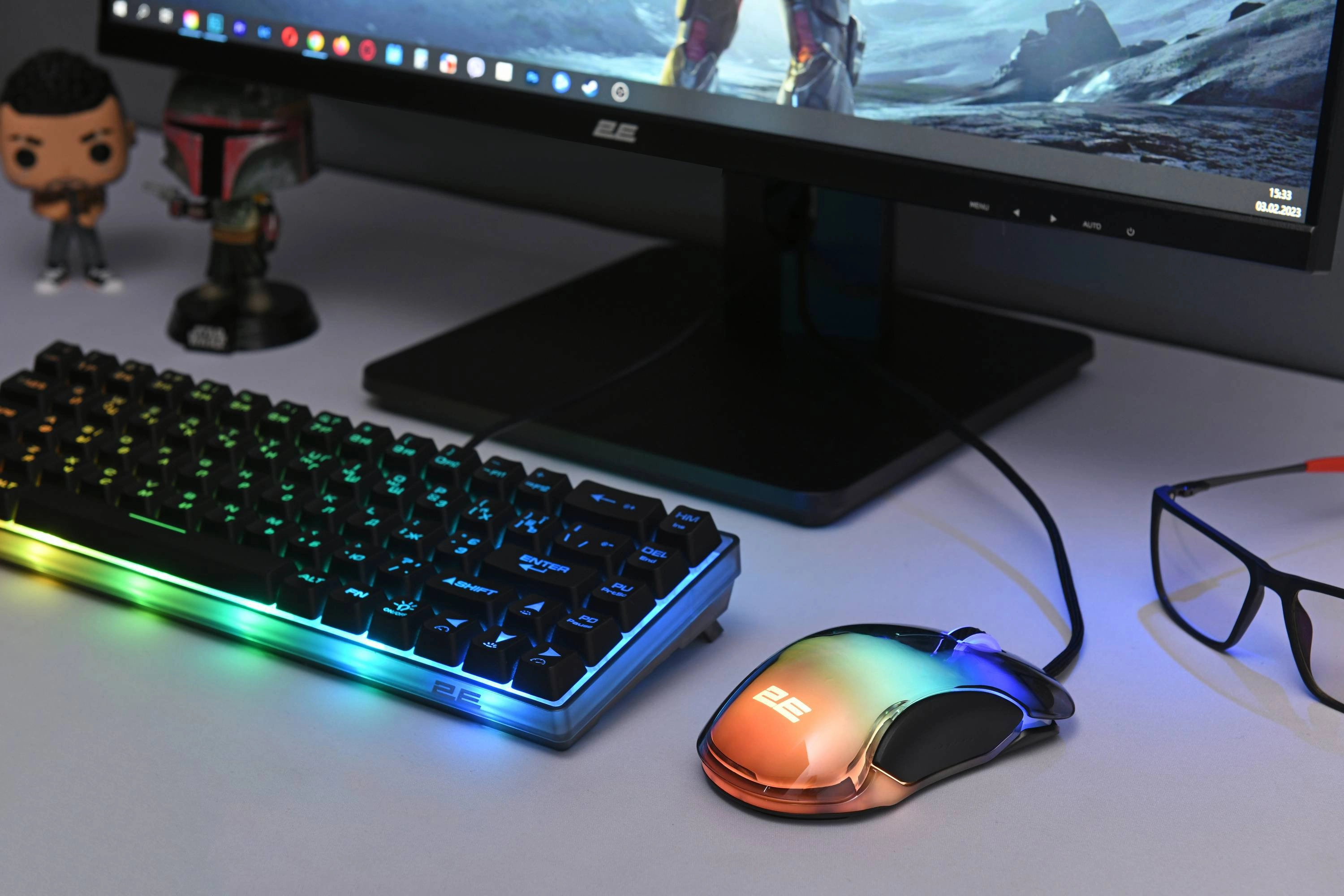 Клавиатура и мышь 2E GAMING KG345 RGB 68key USB Transparent + MG345 RGB USB Transparent с фото