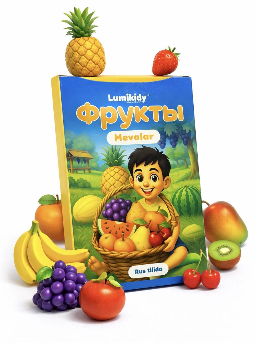 Bolalar rivojlanishi uchun kartochkalar: Mevalar - Фрукты (rus tilida) sotib olish
