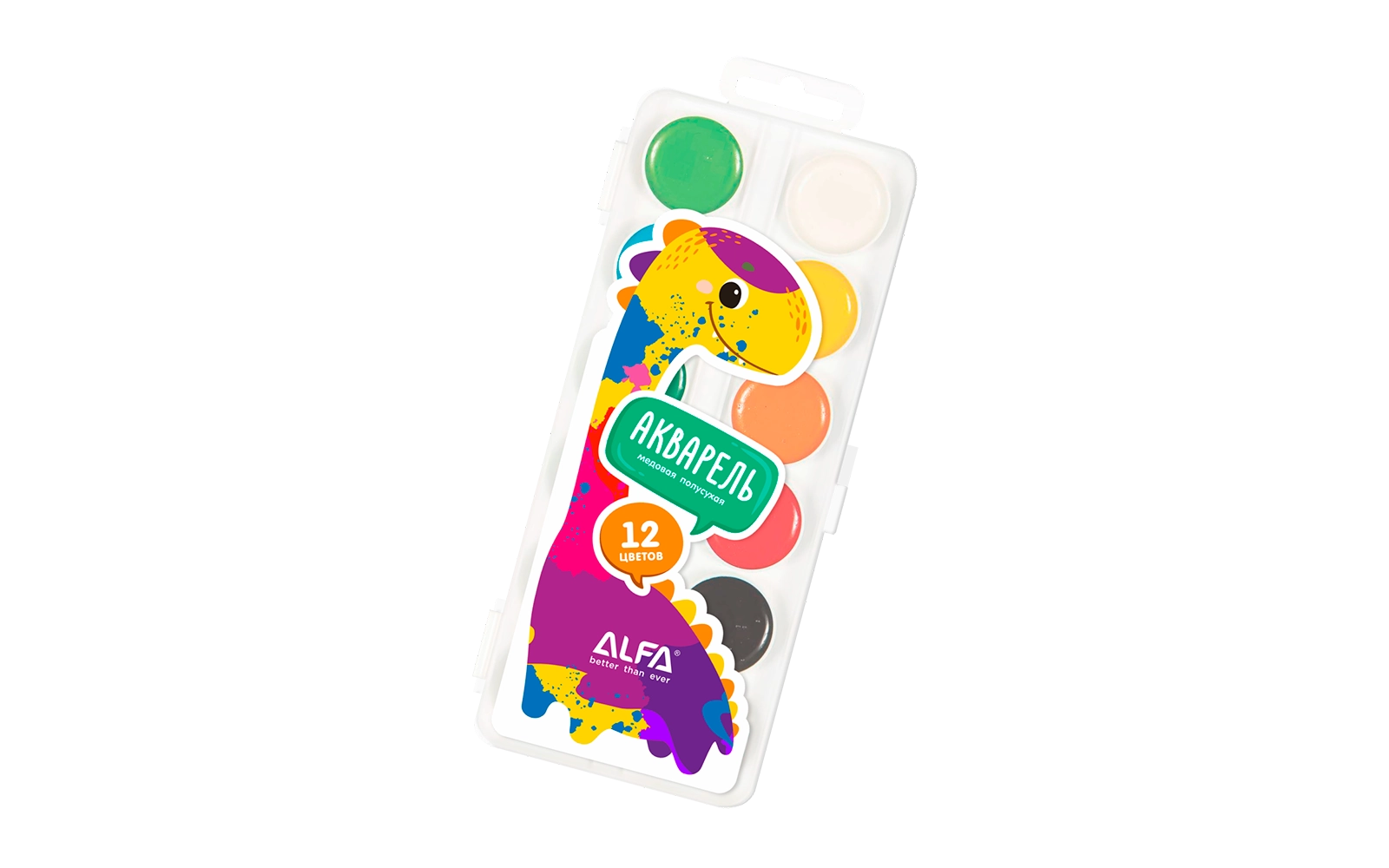 Alfa 12 rangli Dino akvarel bo‘yog‘i sotib olish