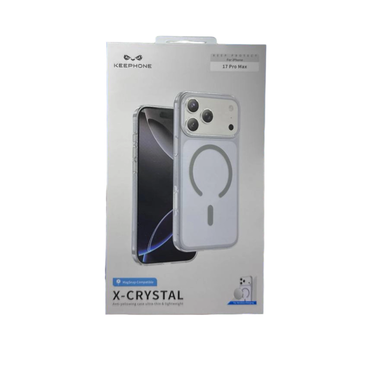 Keephone X Crystal MagSafe Case iPhone 17 Pro Max uchun transparent shaffof g‘ilofi arzon