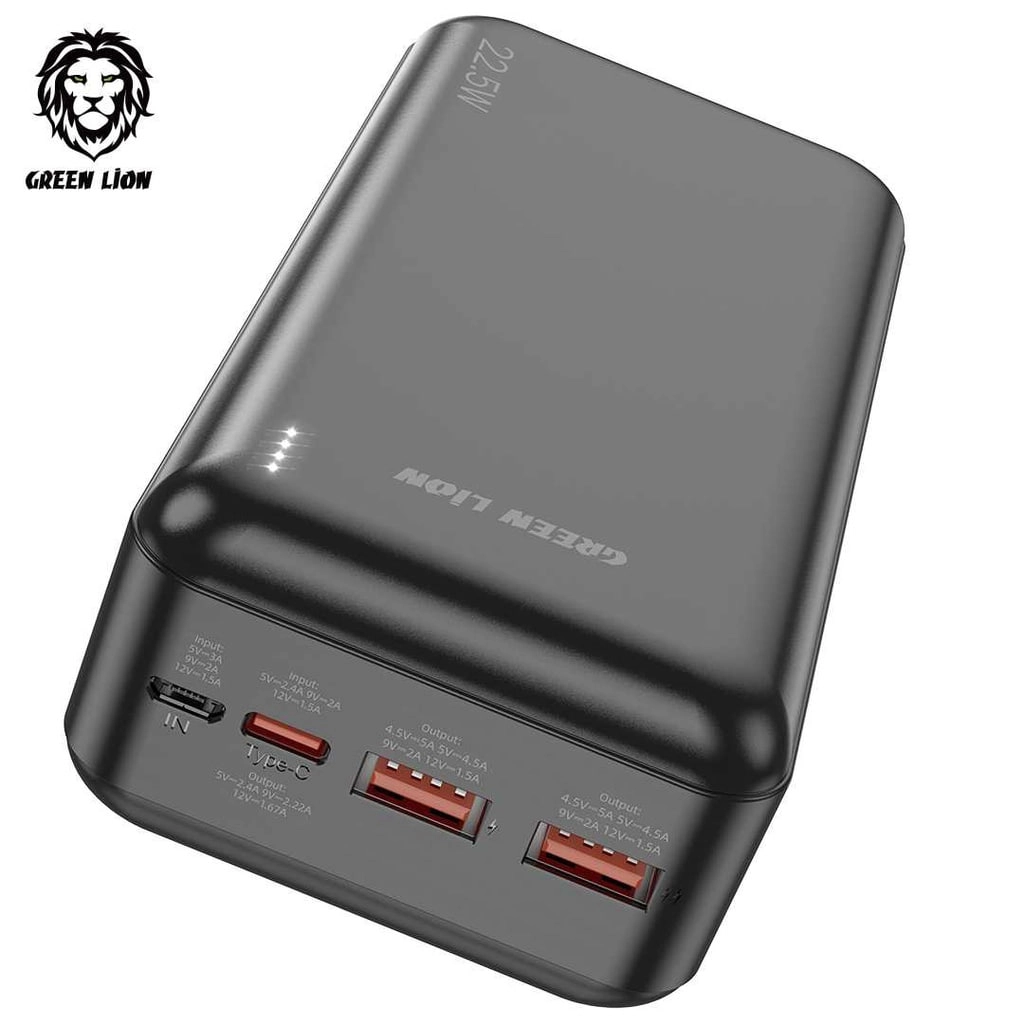 Green Lion PowerPack Fast Charge Power Bank 30000mAh PD 20W QC3.0 22.5W tashqi akkumulyatori arzon