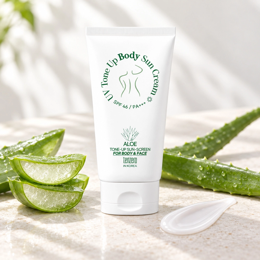 TENZERO UV Tone Up Body Sun Cream — тонирующий крем для тела с алоэ, SPF46 PA+++, 150 г arzon
