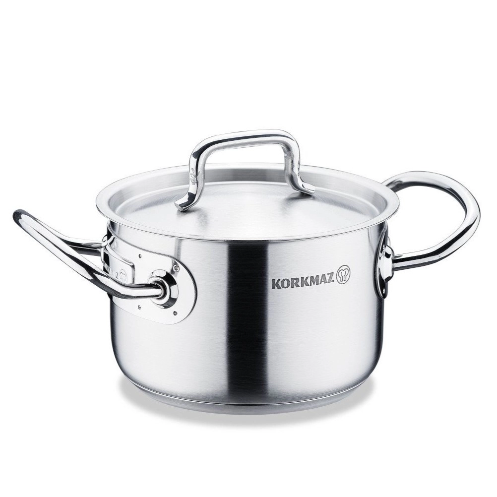 Korkmaz Proline Gastro 16 sm 2.0 l zanglamaydigan po‘lat, ko‘p qatlamli kapsulali taglik, kostryulkasi (A2720) , Silver sotib olish