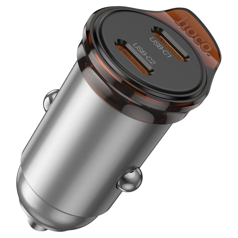 Avtomobil zaryadlash qurilmasi Hoco NZ16B Dual Type-C Car Charger (kabel toplamda) - metallica arzon