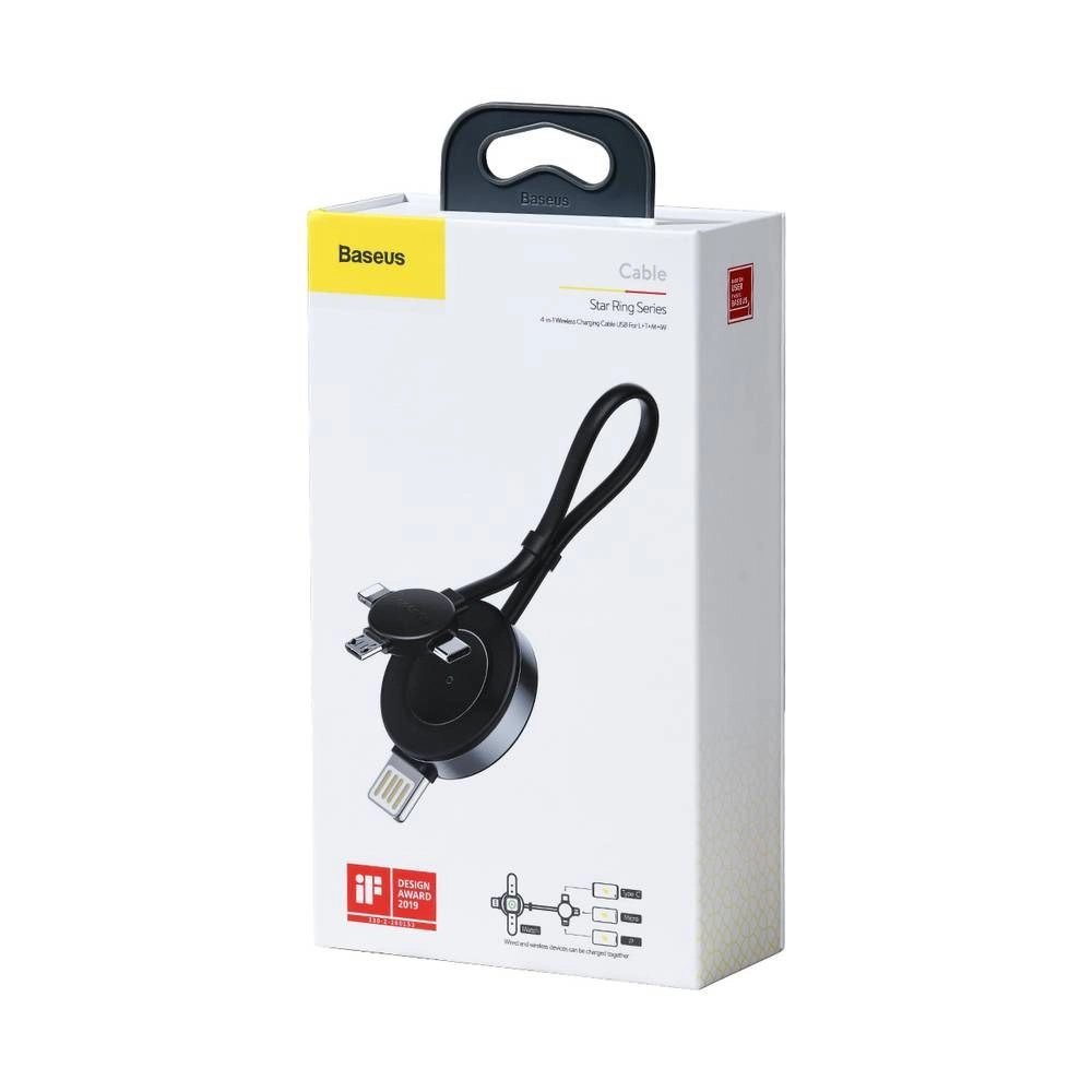 Baseus Star Ring Series 4 in 1 Wireless Charging Cable Micro-USB+Lightning+Type-C+Apple Watch kabeli arzon