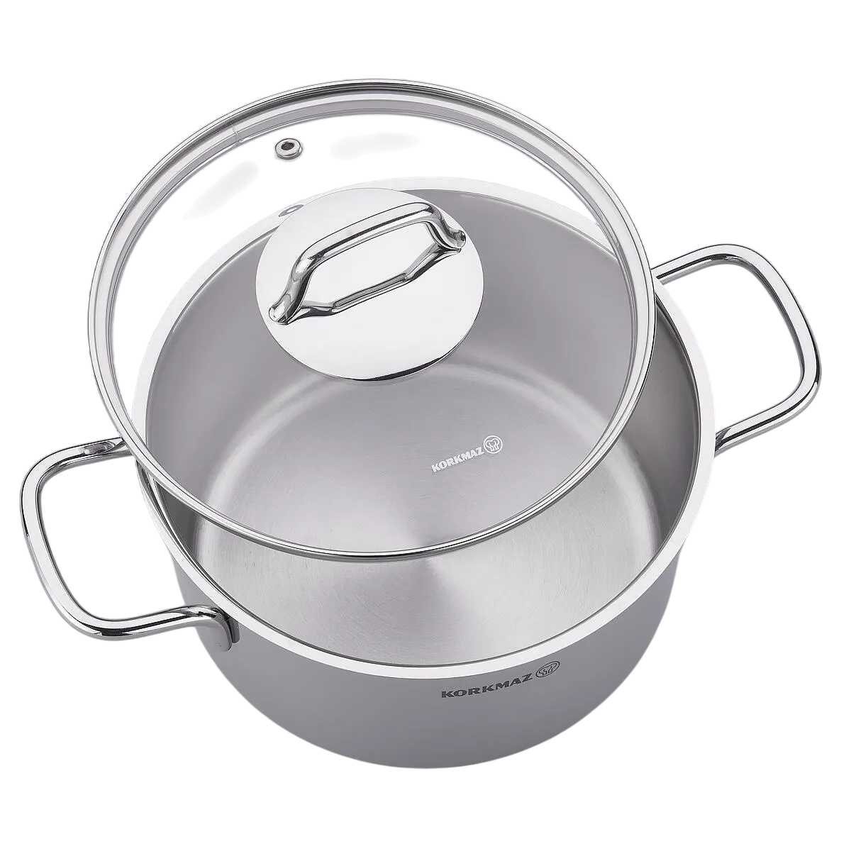 Korkmaz Perla 24 sm 5.5 l zanglamaydigan po‘lat, uch qavatli kapsulali taglik, kostryulkasi (A1657) , Silver arzon