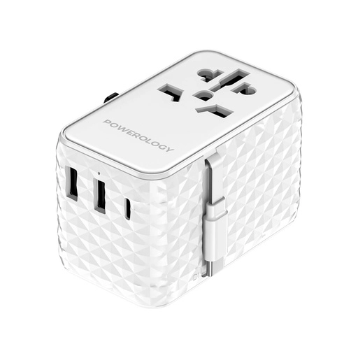 Quvvat adapteri Powerology, PD20W + Power Bank 4000 mAh,  White sotib olish
