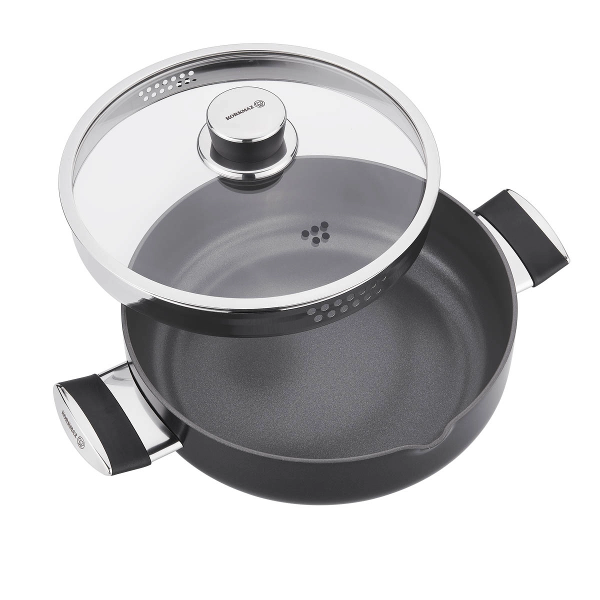 Kastrulya past qopqoq bilan KORKMAZ LENA LOW 24×7 sm (A3885) O'zbekistonda