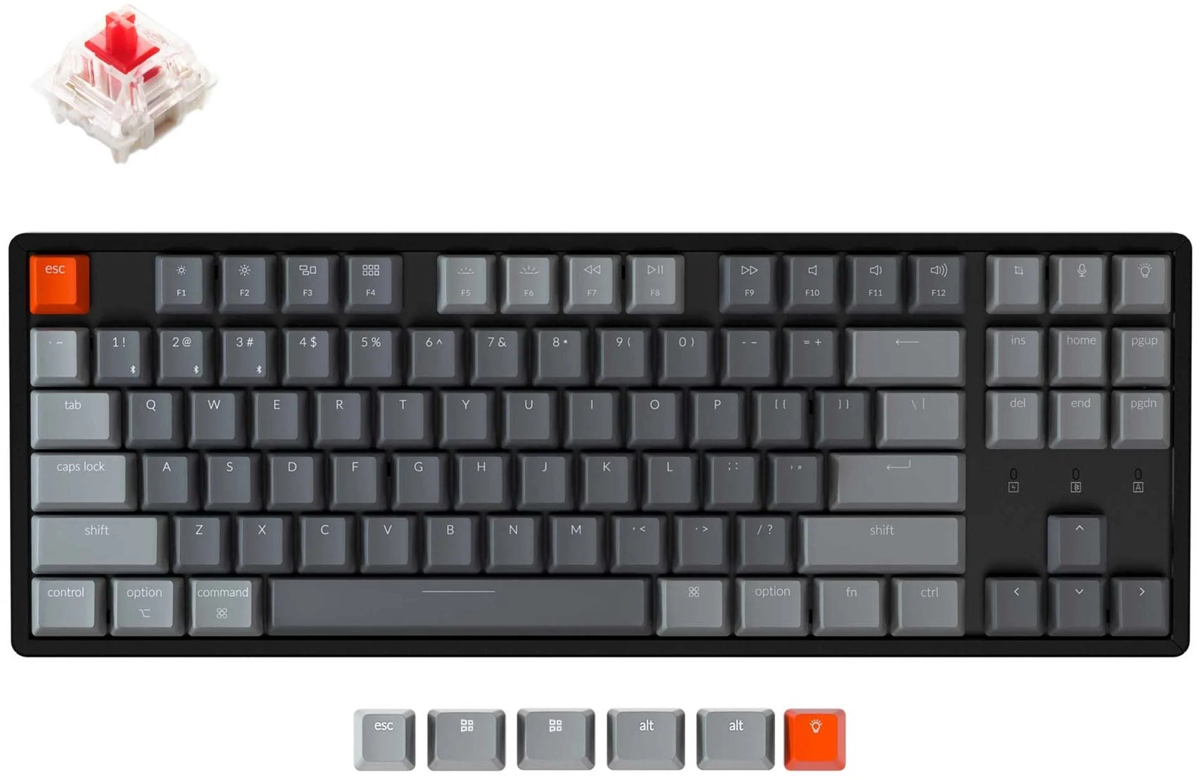 Клавиатура Keychron K8 Aluminum Frame 87 keys, Gateron Red, Hot-Swap, RGB, Black (K8J1_Keychron) sotib olish