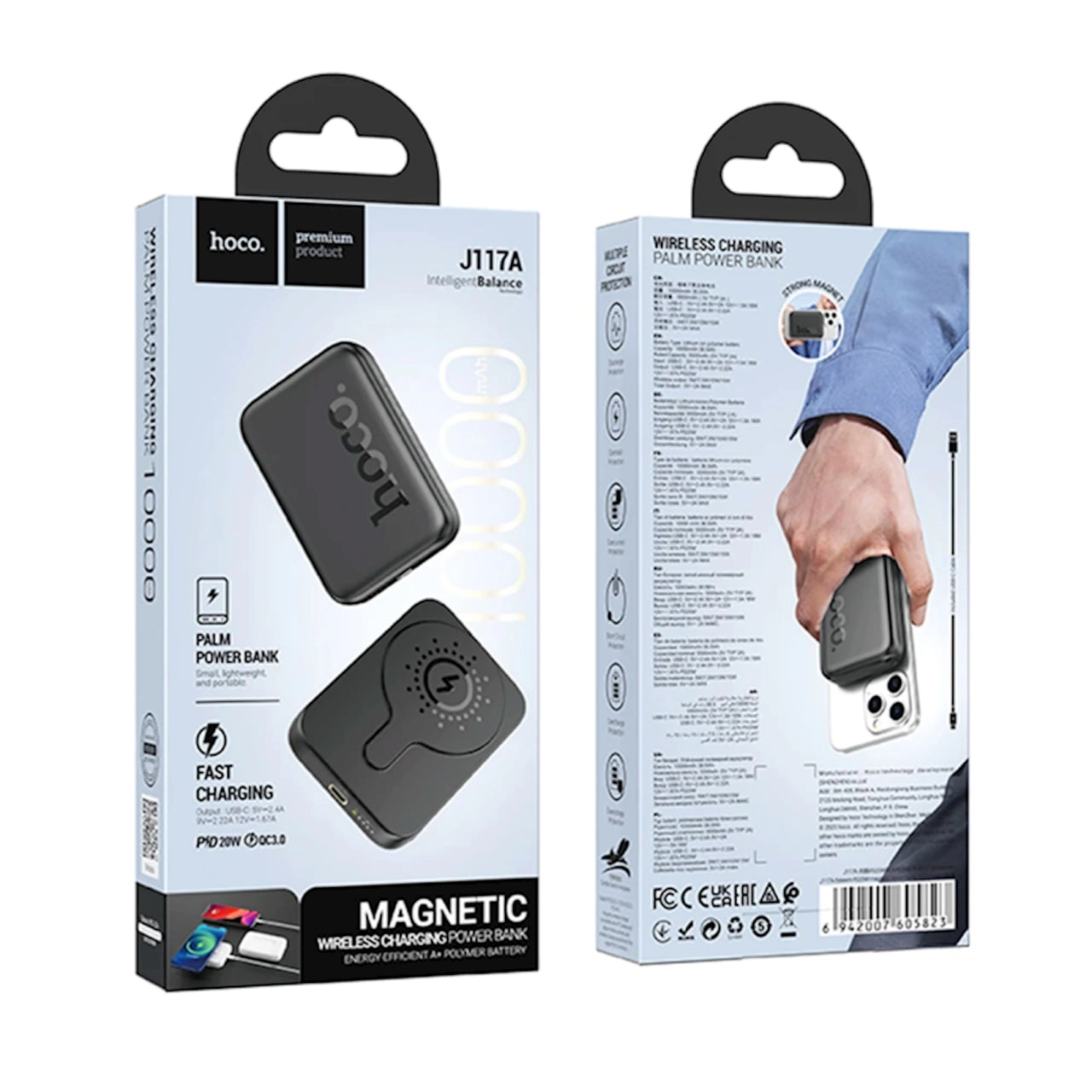 Беспроводной аккумулятор Hoco J117A 10000 mAh чёрный рассрочка