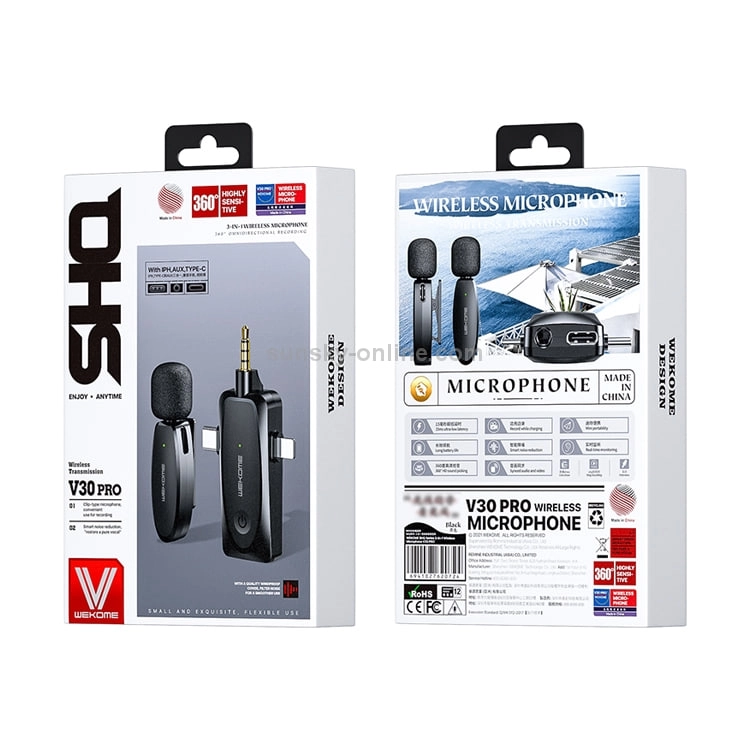 SHQ V30 pro universal simsiz mikrofoni O'zbekistonda