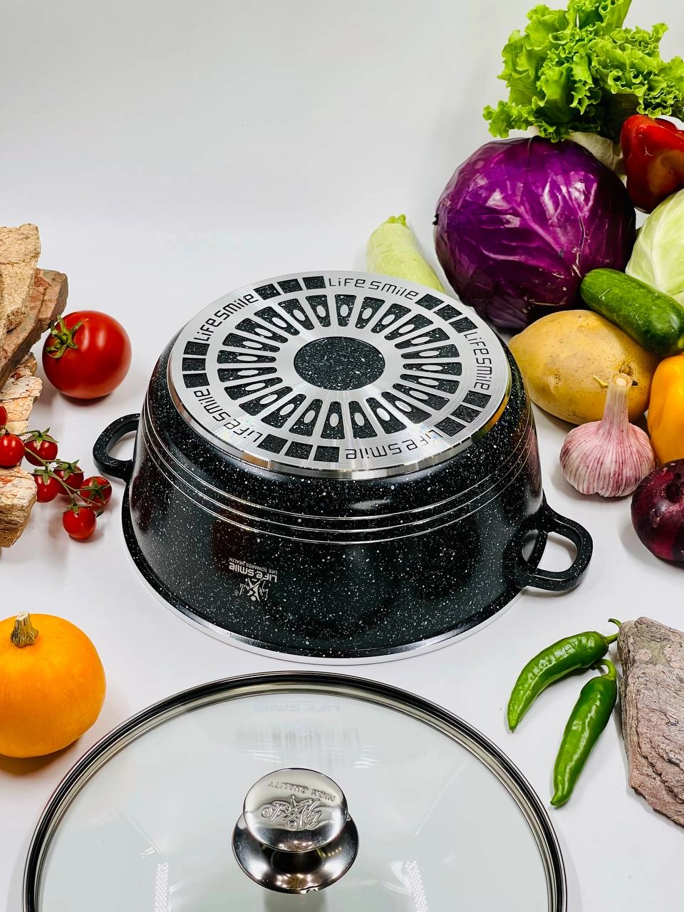 Shisha qopqoqli qozon Life Smile 36sm 13l , Black arzon