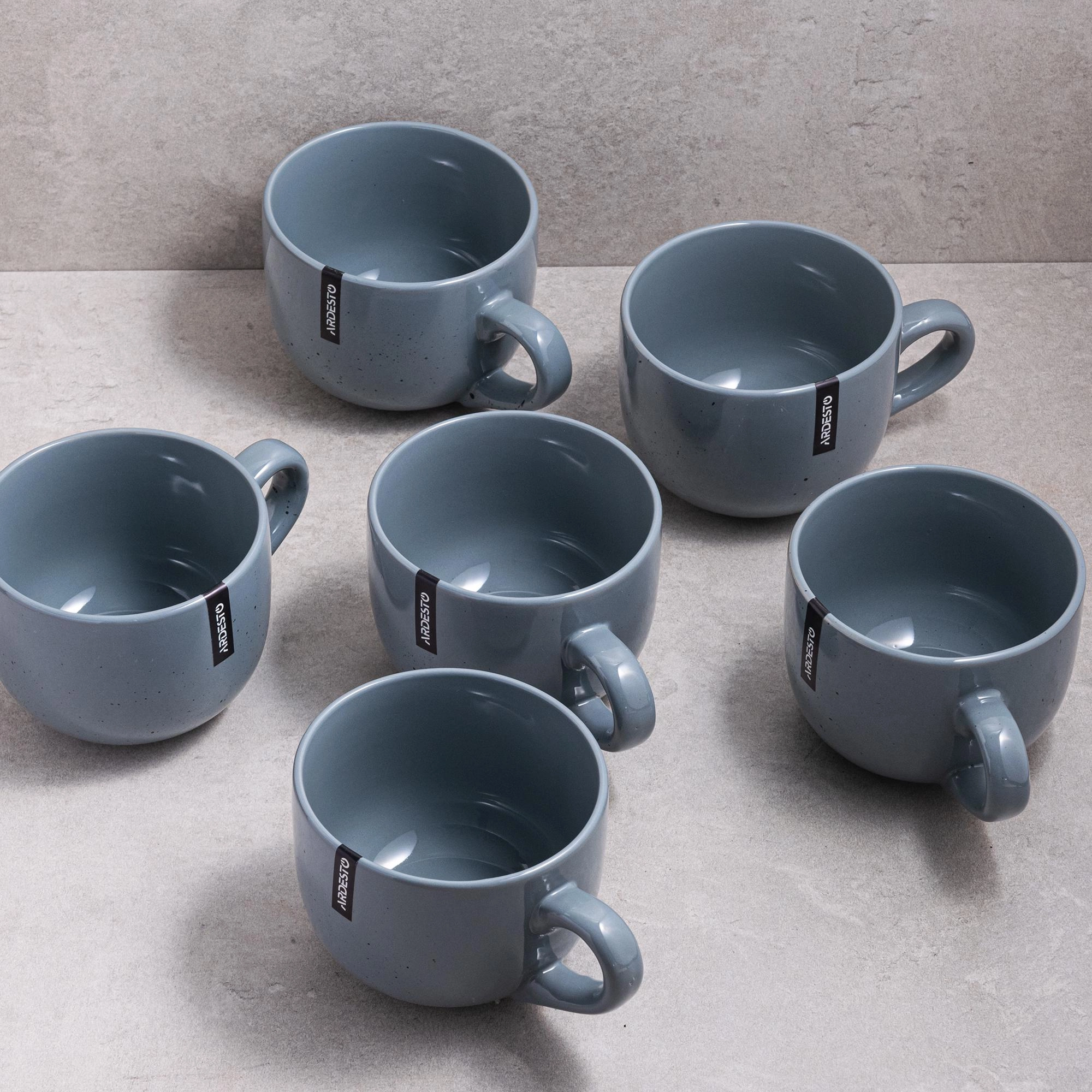 6 dona Ardesto Bagheria Grey chashka toʻplami, 480 ml, keramika, kulrang (AR2648GREY_6) arzon
