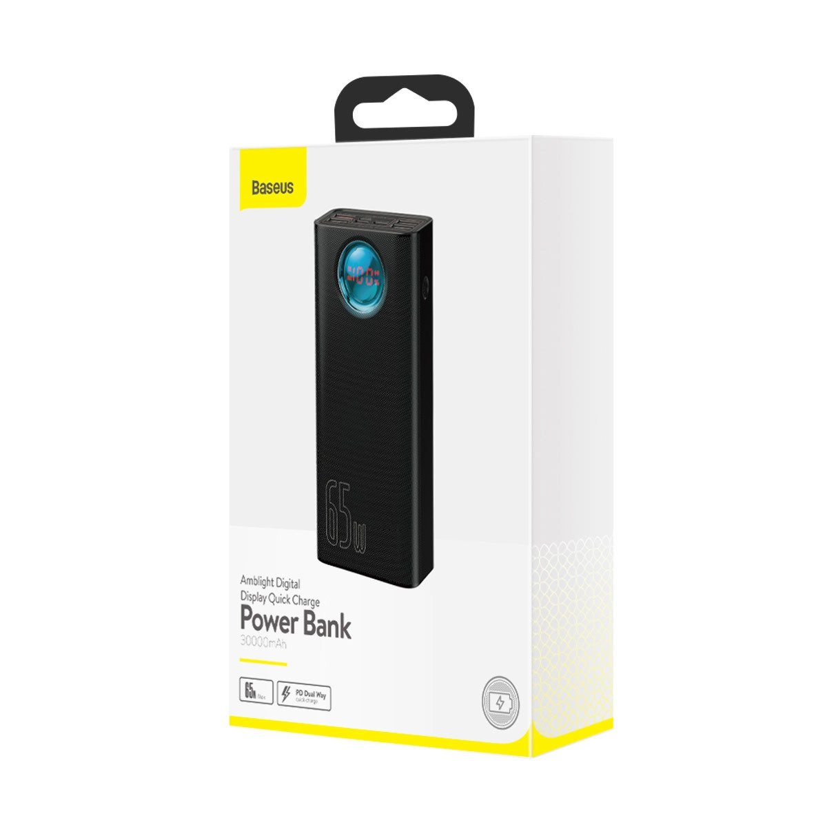 Baseus Power Bank Amblight Quick Charge 65W 30000mAh qora tashqi akkumulyatori O'zbekistonda
