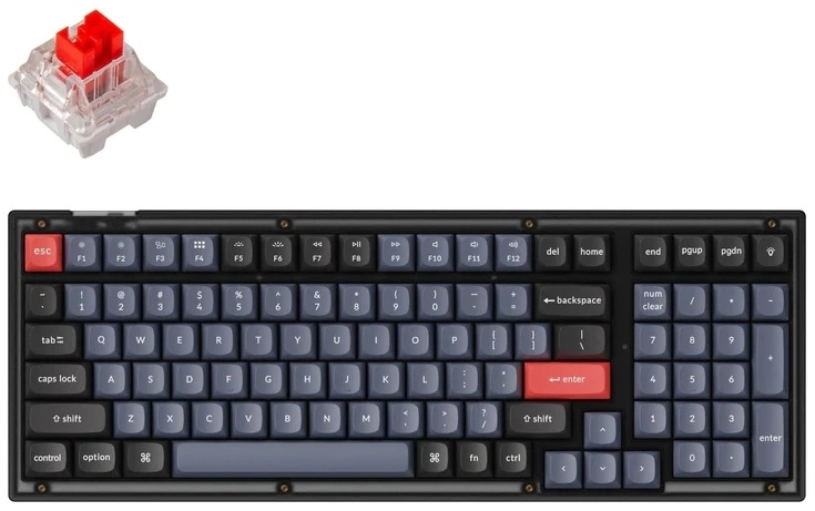Klaviatura Keychron V5 100Key, K Pro Red, Hot-Swap, QMK, Knob, USB-A, EN/UKR, RGB, Frosted, Black sotib olish