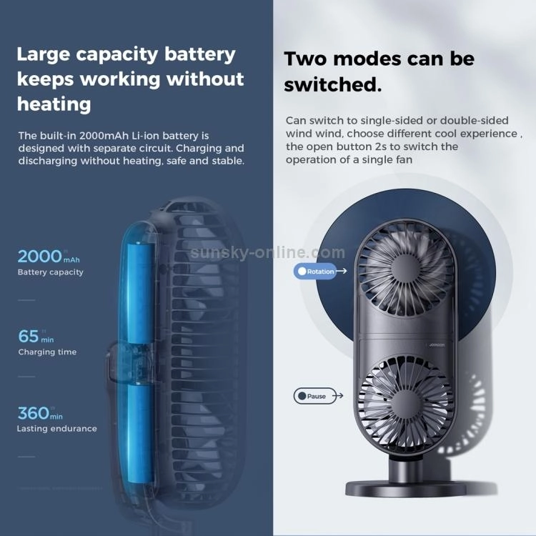 JOYROOM JR-CY312 (Black) ko‘chma mini-ventilyatori O'zbekistonda