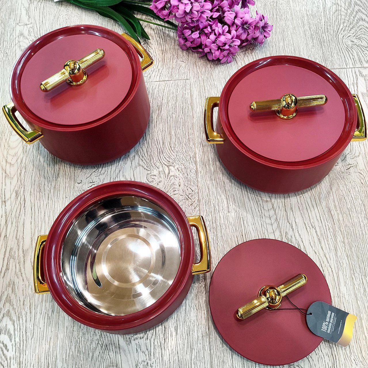 Ovqat termos Forever Gold 3 talik (1,5L / 2,5L / 3,5L) Red arzon