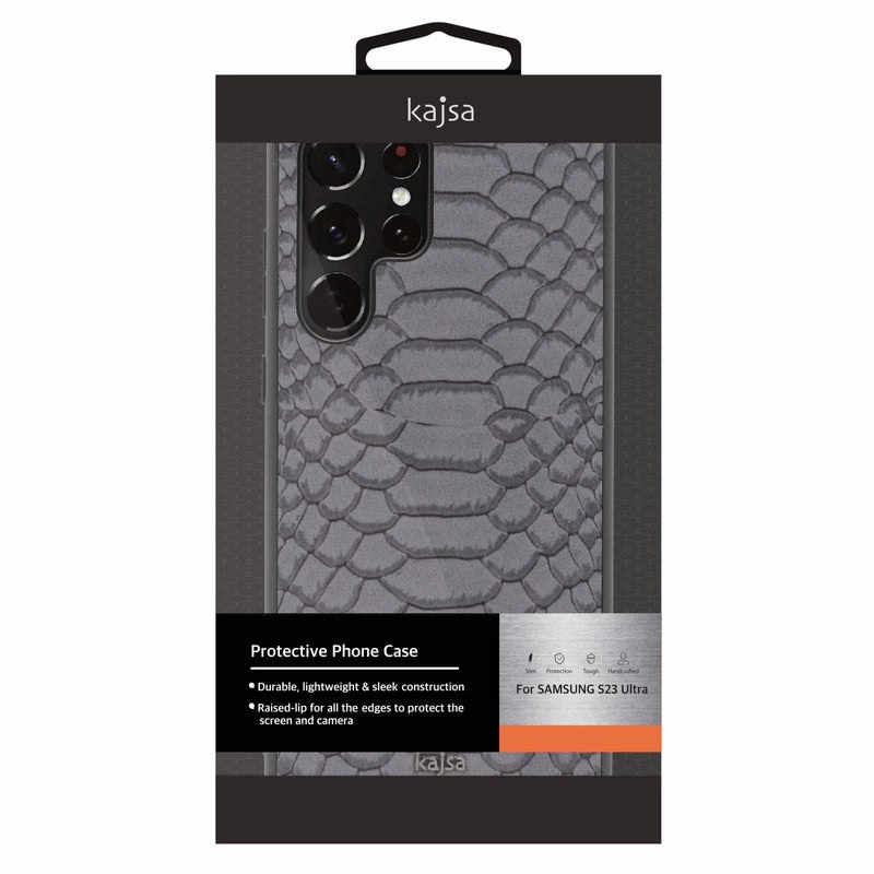 Samsung Galaxy S23/S23 Ultra uchun Kajsa Snake Pattern kulrang g'ilofi onlayn