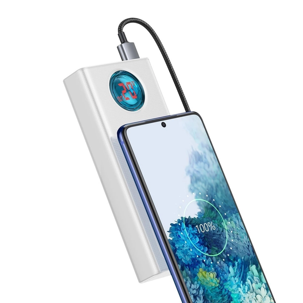 Baseus Power Bank Amblight Quick Charge 65W 30000mAh oq tashqi akkumulyatori onlayn